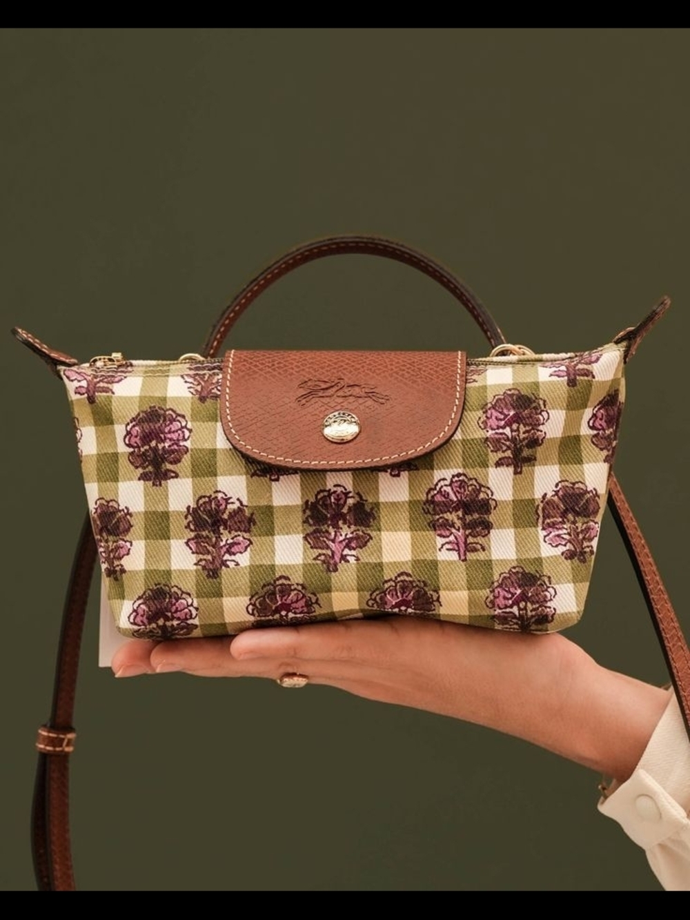 ISO Longchamp Spring 2025 Green Artichoke Print Le Pliage XS